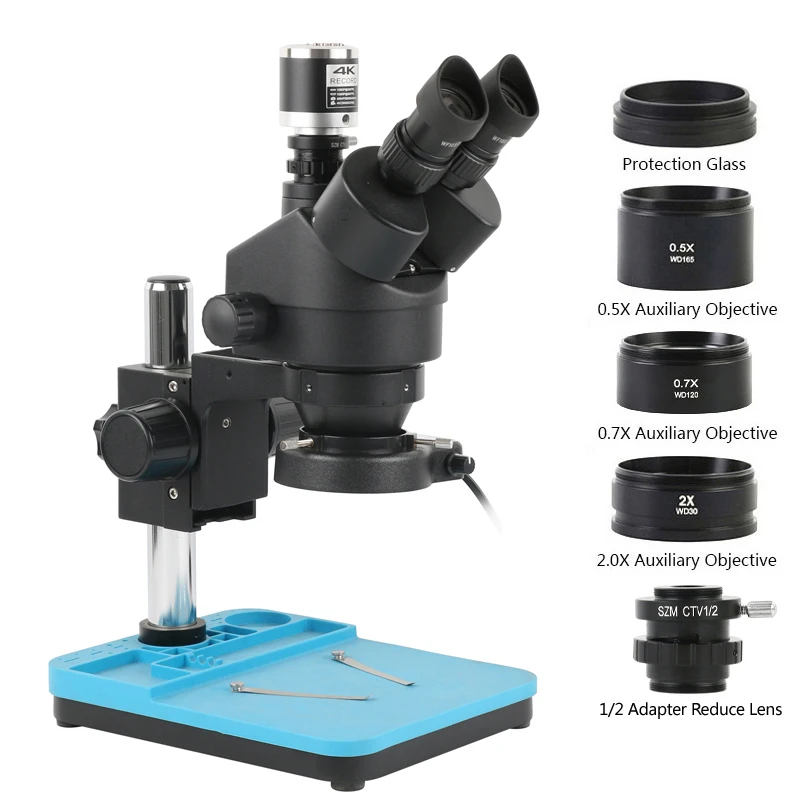 Simul-Focal Industrial Microscope 4K Hdmi - Тринокулярный стереомикроскоп с Simul-Focal Zoom 7X-90X,