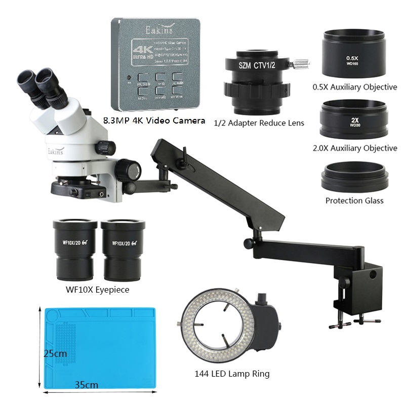 Trinocular Stereo Microscope 7X-45X - Тринокулярный стереомикроскоп с универсальным фокусным увеличением
