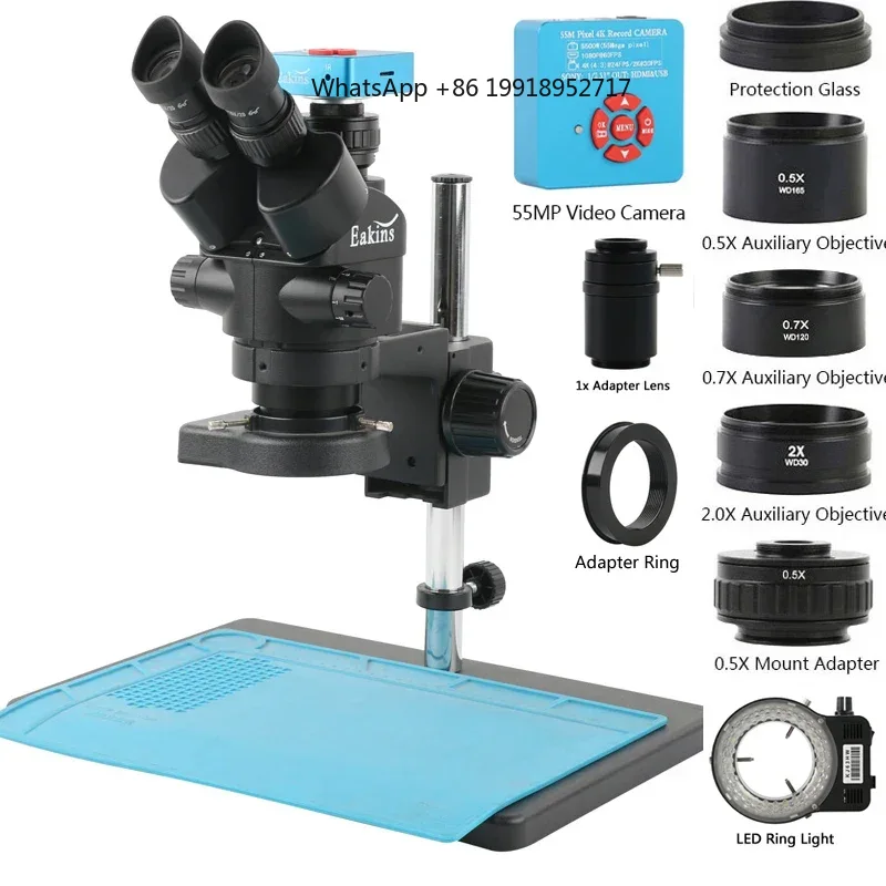 Simul-Focal Industrial Microscope 4K Hdmi - Стереомикроскоп Eakins Zoom 3.5-90X с тринокулярной