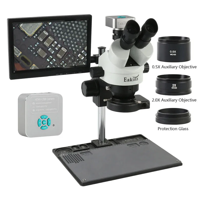 7X 45X Zoom Промышленный SIM-ф – обзор и цена Simul-Focal Industrial Microscope 4K Hdmi